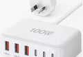 USB C Fast Charger, 100W Portable Charging Station Hub Block, 6 Port GaN Wall Charger Power Strip Adapter Plu